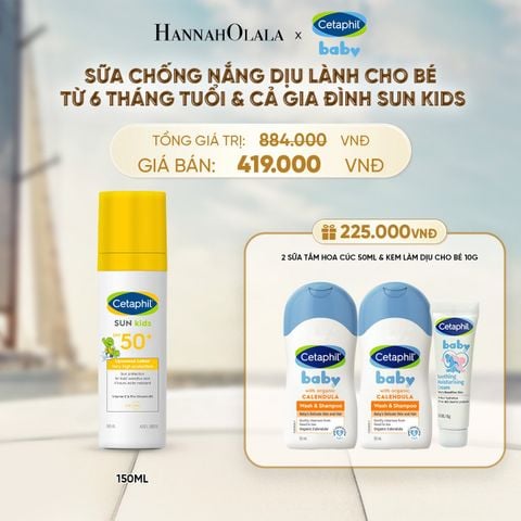  SỮA CHỐNG NẮNG DỊU LÀNH CHO LÀN DA NHẠY CẢM CỦA BÉ CETAPHIL BABY SUN KIDS 150ML DEAL 9: 
