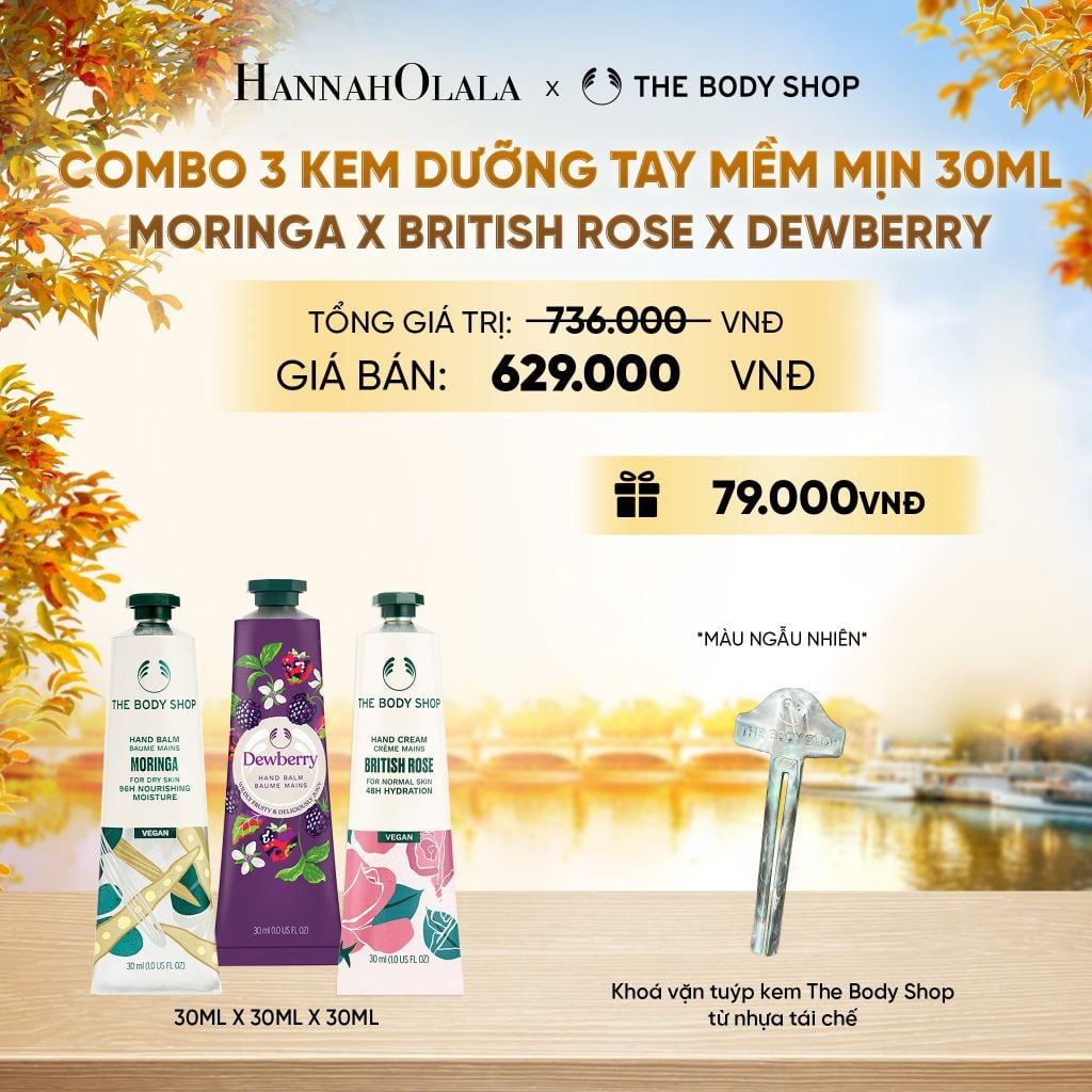  COMBO 3 KEM DƯỠNG TAY MỀM MỊN ẨM MƯỢT 30ML - MORINGA X BRITISH ROSE X DEWBERRY - E707 