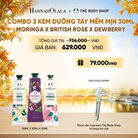  COMBO 3 KEM DƯỠNG TAY MỀM MỊN ẨM MƯỢT 30ML - MORINGA X BRITISH ROSE X DEWBERRY - E707 