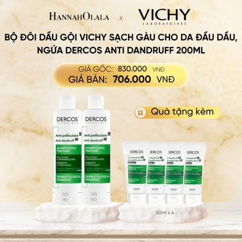  DEAL 9 BỘ ĐÔI DẦU GỘI VICHY SẠCH GÀU CHO DA ĐẦU DẦU, NGỨA DERCOS ANTI DANDRUFF 200ML 