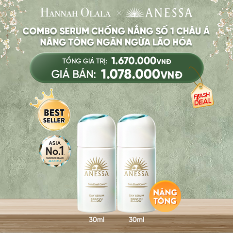  DEAL 9: COMBO KEM CHỐNG NẮNG DẠNG SERUM DƯỠNG DA NÂNG TÔNG NGĂN NGỪA LÃO HÓA ANESSA DAY SERUM SPF50+ PA++++ 30MLX2 