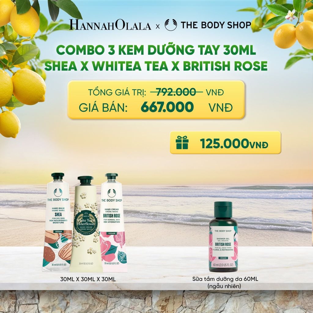  COMBO 3 KEM DƯỠNG TAY MỀM MỊN ẨM MƯỢT 30ML - WHITE TEA & ELDERFLOWER X SHEA X BRITISH ROSE - A489 
