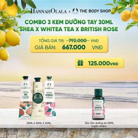  COMBO 3 KEM DƯỠNG TAY MỀM MỊN ẨM MƯỢT 30ML - WHITE TEA & ELDERFLOWER X SHEA X BRITISH ROSE - A489 