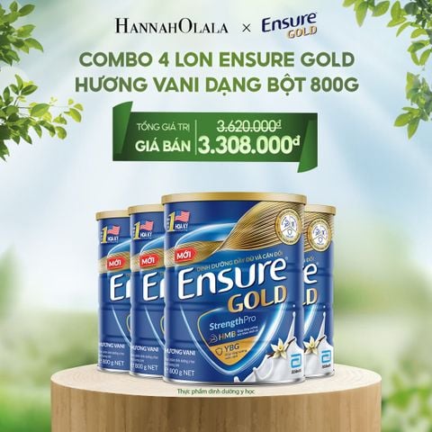  E121_DEAL 9: COMBO 4 LON ENSURE GOLD HƯƠNG VANI DẠNG BỘT 800G 