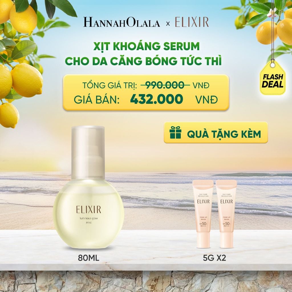  XỊT KHOÁNG DƯỠNG ẨM TỨC THÌ ELIXIR SUPERIEUR LUMINOUS GLOW MIST 80ML - DEAL 9 