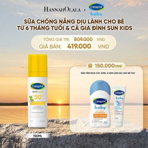  SỮA CHỐNG NẮNG DỊU LÀNH CHO LÀN DA NHẠY CẢM CỦA BÉ CETAPHIL BABY SUN KIDS 150ML DEAL 9: - B587 