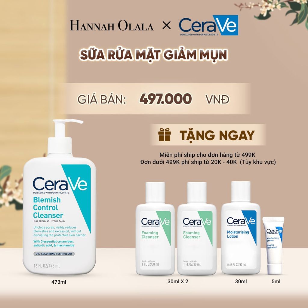  SỮA RỬA MẶT GIẢM MỤN CERAVE BLEMISH CONTROL CLEANSER 473ML - A919 