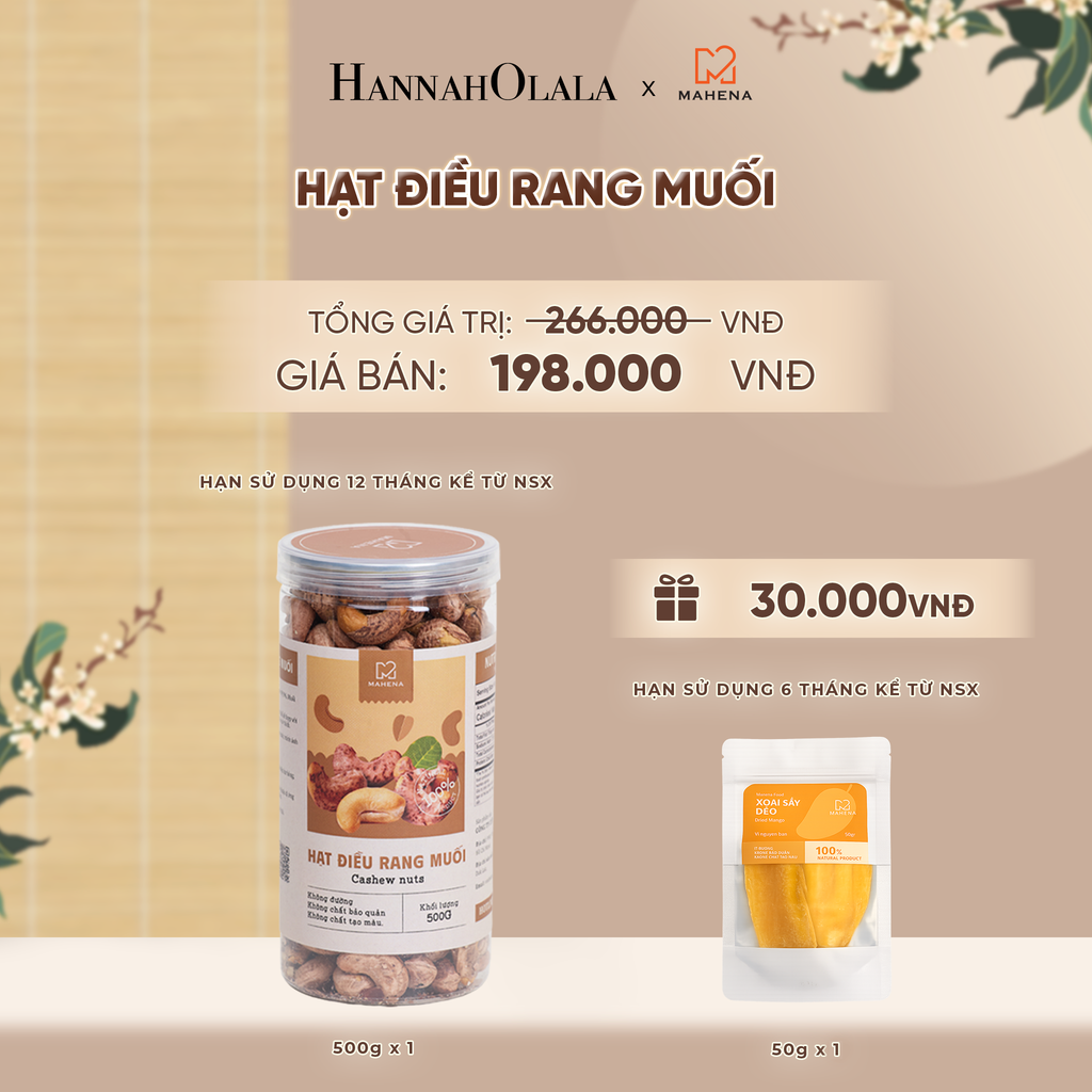  HẠT ĐIỀU RANG MUỐI 500G TẶNG 1 XOÀI SẤY DẺO 50G DEAL 9: 