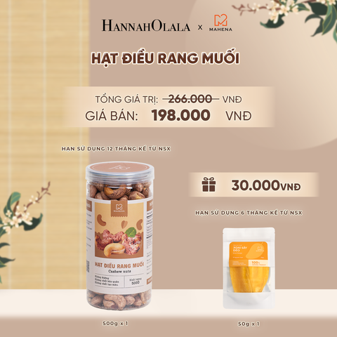  HẠT ĐIỀU RANG MUỐI 500G TẶNG 1 XOÀI SẤY DẺO 50G DEAL 9: 