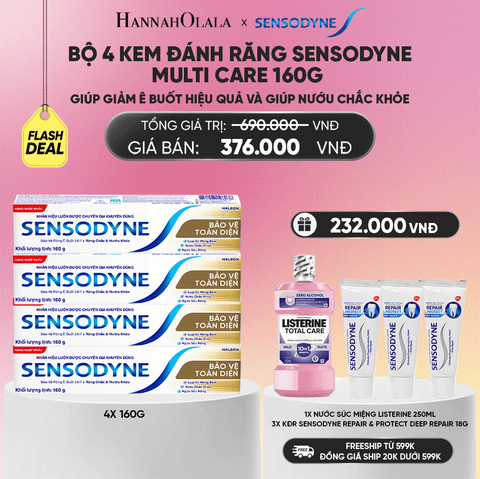  BỘ 4 KEM ĐÁNH RĂNG SENSODYNE MULTI CARE 160G GIÚP GIẢM Ê BUỐT HIỆU QUẢ VÀ GIÚP NƯỚU CHẮC KHỎE - FLASH DEAL_A571 