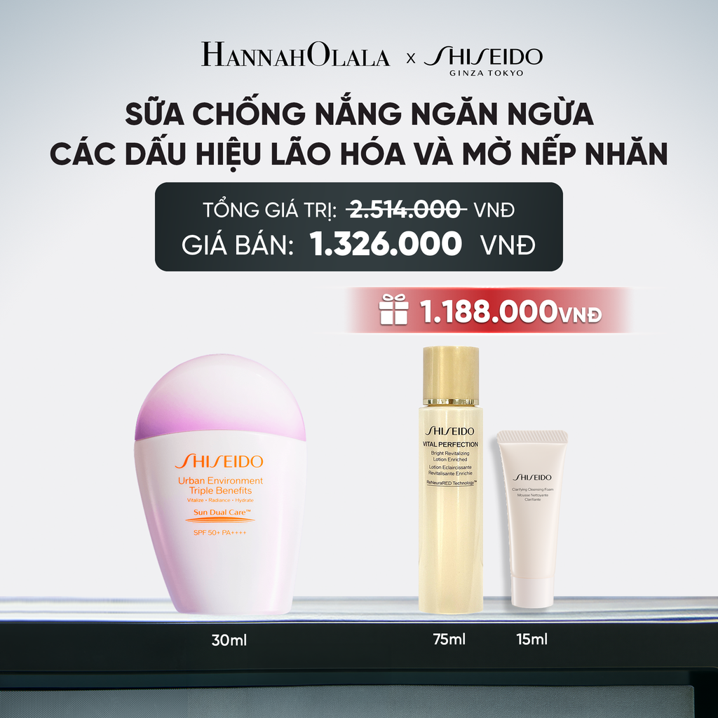  SỮA CHỐNG NẮNG DƯỠNG DA SHISEIDO GSC URBAN ENVIRONMENT TRIPLE BEAUTY SUNCARE EMULSION SPF50+ PA++++ 30ML - DEAL 9 