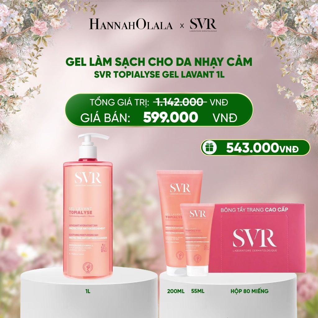  DEAL 09: GEL LÀM SẠCH CHO DA NHẠY CẢM, DA KHÔ VÀ VIÊM DA CƠ ĐỊA SVR TOPIALYSE GEL LAVANT DẠNG TÚI 1L 