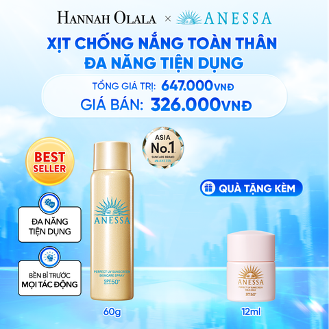  XỊT CHỐNG NẮNG DƯỠNG DA ĐA NĂNG TIỆN DỤNG BẢO VỆ HOÀN HẢO ANESSA GOLD SPRAY SPF50+ PA++++ 60G 