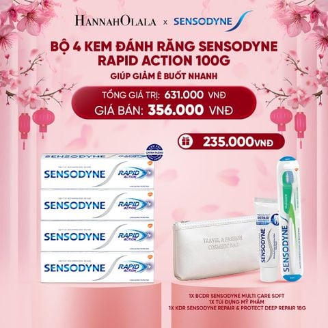  A761_DEAL 9: BỘ 4 KEM ĐÁNH RĂNG SENSODYNE RAPID ACTION 100G GIÚP GIẢM Ê BUỐT NHANH 