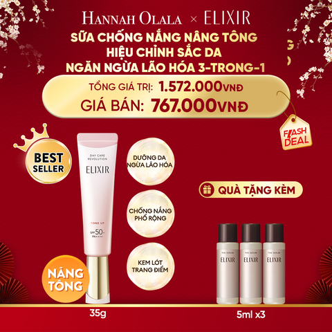 A263_DEAL 9: KEM CHỐNG NẮNG DẠNG SỮA NÂNG TÔNG ELIXIR DAY CARE REVOLUTION TONE UP 35ML 
