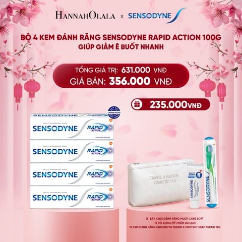  DEAL 9: BỘ 4 KEM ĐÁNH RĂNG SENSODYNE RAPID ACTION 100G GIÚP GIẢM Ê BUỐT NHANH 