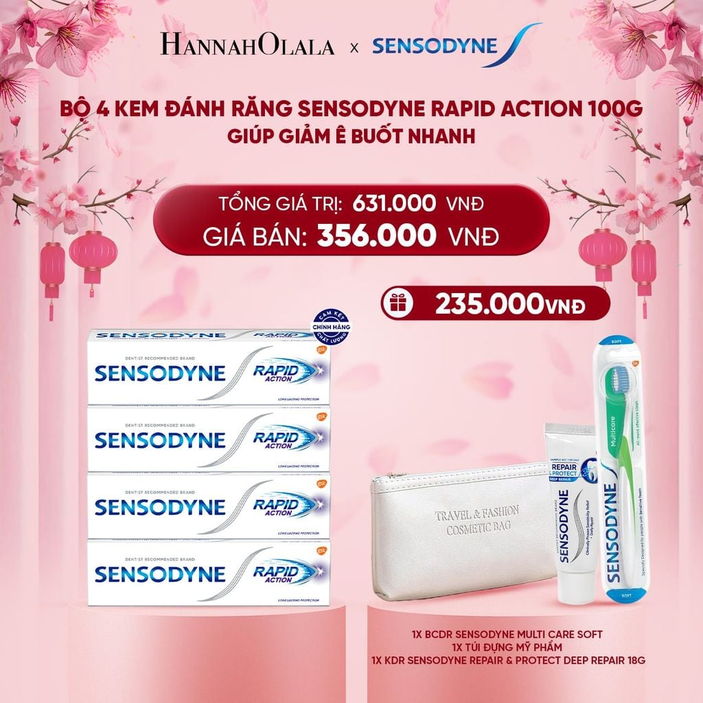  DEAL 9: BỘ 4 KEM ĐÁNH RĂNG SENSODYNE RAPID ACTION 100G GIÚP GIẢM Ê BUỐT NHANH 