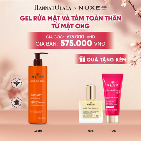  GEL RỬA MẶT VÀ TẮM TOÀN THÂN TỪ MẬT ONG NUXE REVE DE MIEL 400ML - A1124 