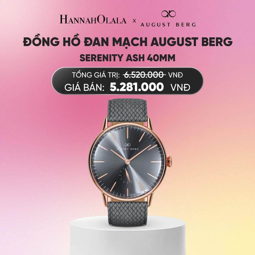  ĐỒNG HỒ ĐAN MẠCH AUGUST BERG - SERENITY ASH 40MM - DÂY PERLON - VÀNG HỒNG_A2279 