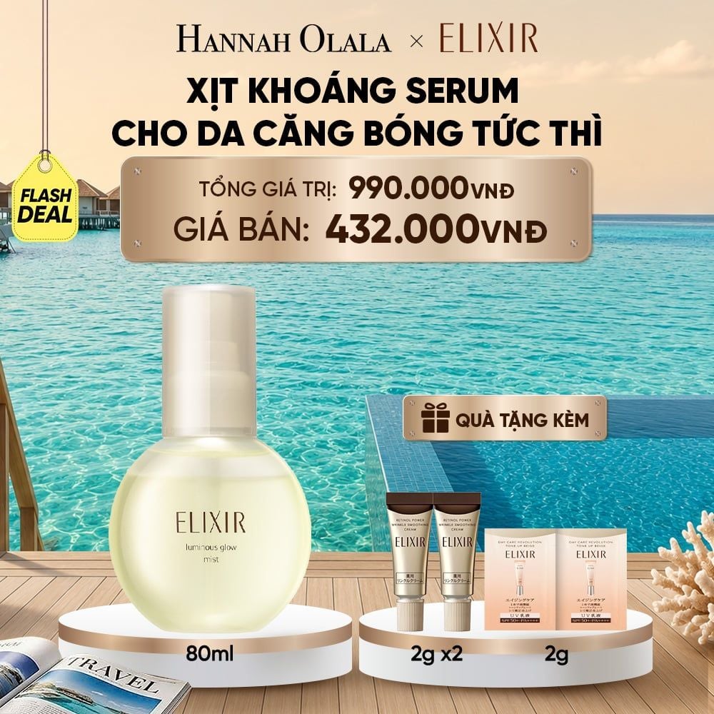  XỊT KHOÁNG DƯỠNG ẨM TỨC THÌ ELIXIR SUPERIEUR LUMINOUS GLOW MIST 80ML - DEAL 9_ D2187 