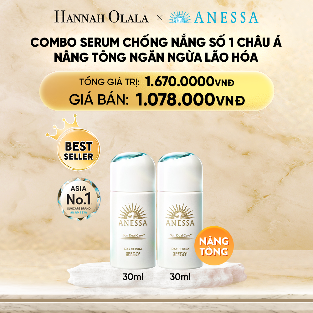  DEAL 9: COMBO SERUM CHỐNG NẮNG DƯỠNG DA NÂNG TÔNG NGĂN NGỪA LÃO HÓA ANESSA DAY SERUM SPF50+ PA++++ 30MLX2 