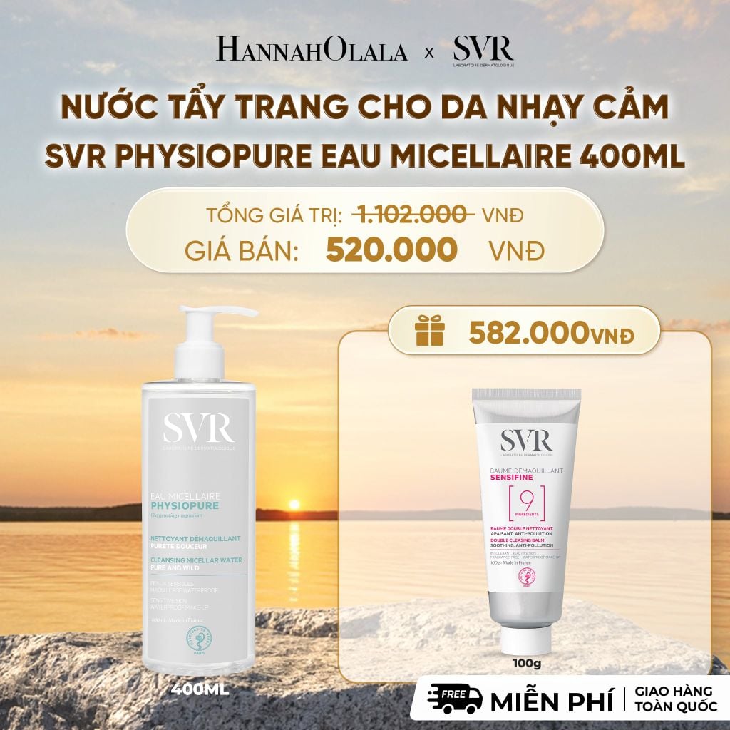  NƯỚC TẨY TRANG CHO DA NHẠY CẢM SVR PHYSIOPURE EAU MICELLAIRE 400ML - DEAL 9 - B509 