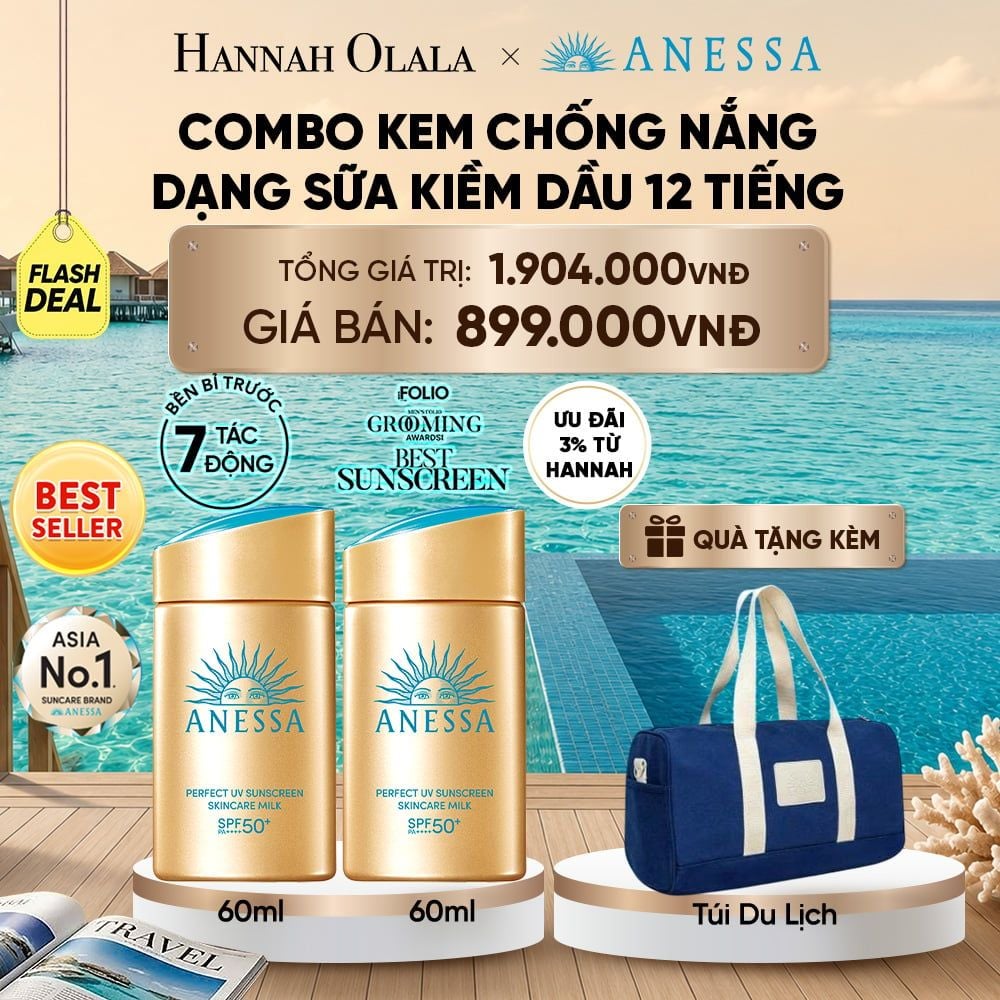  [FLASHSALE] COMBO SỮA CHỐNG NẮNG DƯỠNG DA KIỀM DẦU BẢO VỆ HOÀN HẢO ANESSA GOLD MILK SPF50+ PA++++ 60MLX2 - DEAL 9 