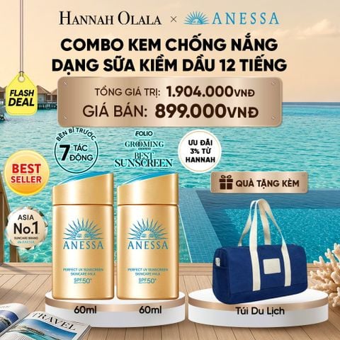  [FLASHSALE] COMBO SỮA CHỐNG NẮNG DƯỠNG DA KIỀM DẦU BẢO VỆ HOÀN HẢO ANESSA GOLD MILK SPF50+ PA++++ 60MLX2 - DEAL 9 