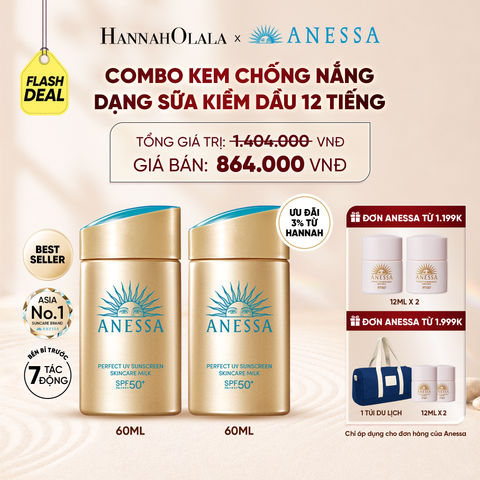 [FLASHSALE] COMBO SỮA CHỐNG NẮNG DƯỠNG DA KIỀM DẦU BẢO VỆ HOÀN HẢO ANESSA GOLD MILK SPF50+ PA++++ 60MLX2 - DEAL 9 