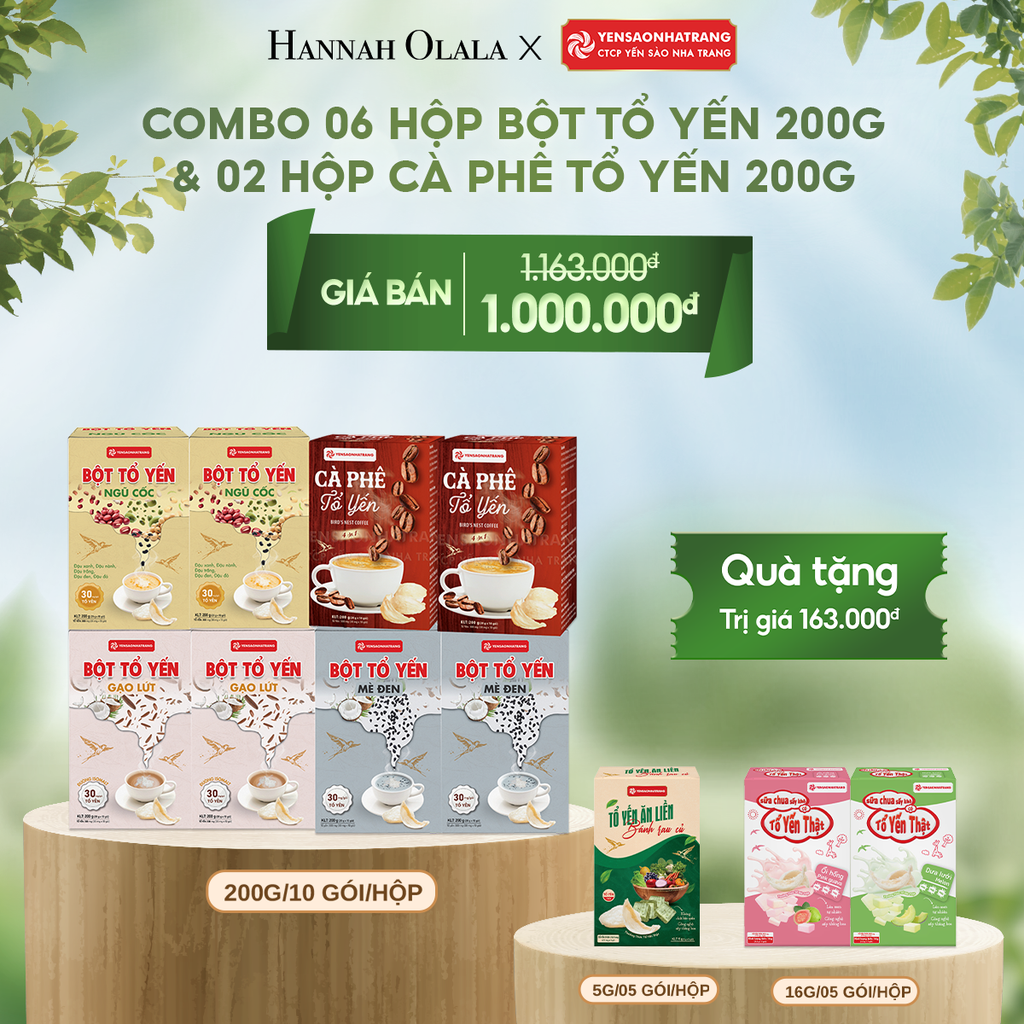  DEAL 9: COMBO 06 HỘP BỘT TỔ YẾN & 02 CÀ PHÊ TỔ YẾN 