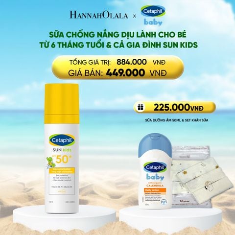  DEAL 9: SỮA CHỐNG NẮNG DỊU LÀNH CHO LÀN DA NHẠY CẢM CỦA BÉ CETAPHIL BABY SUN KIDS 150ML 