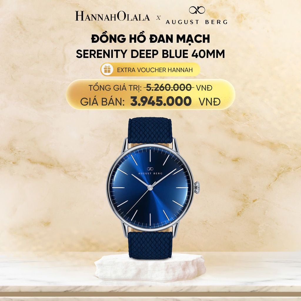 DEAL 9: ĐỒNG HỒ ĐAN MẠCH AUGUST BERG - MẶT SERENITY DEEP BLUE 40 MM - DÂY PERLON 