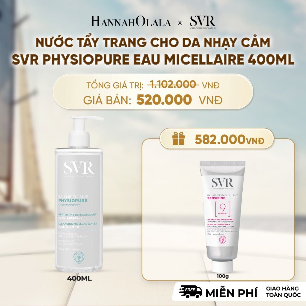  NƯỚC TẨY TRANG CHO DA NHẠY CẢM SVR PHYSIOPURE EAU MICELLAIRE 400ML - DEAL 9 