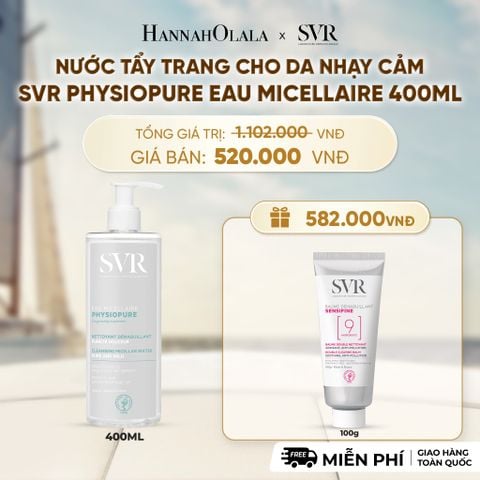  NƯỚC TẨY TRANG CHO DA NHẠY CẢM SVR PHYSIOPURE EAU MICELLAIRE 400ML - DEAL 9 