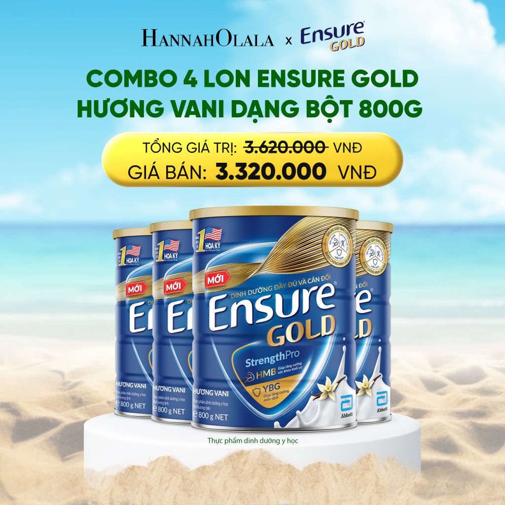  DEAL_9: COMBO 4 LON ENSURE GOLD HƯƠNG VANI DẠNG BỘT 800G 