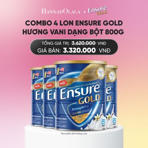  COMBO 4 LON ENSURE GOLD HƯƠNG VANI DẠNG BỘT 800G DEAL : _A1615 