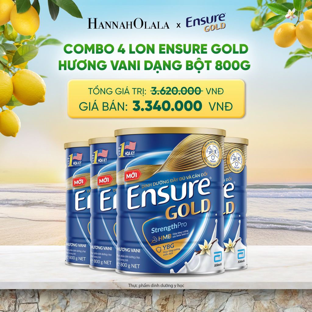  COMBO 4 LON ENSURE GOLD HƯƠNG VANI DẠNG BỘT 800G DEAL 9: 