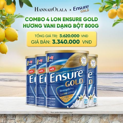  COMBO 4 LON ENSURE GOLD HƯƠNG VANI DẠNG BỘT 800G DEAL 9: 