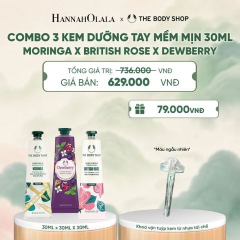  COMBO 3 KEM DƯỠNG TAY MỀM MỊN ẨM MƯỢT 30ML - MORINGA X BRITISH ROSE X DEWBERRY - A506 