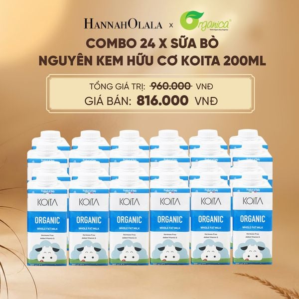  COMBO 24 X SỮA BÒ NGUYÊN KEM HỮU CƠ KOITA 200ML - DEAL 9 