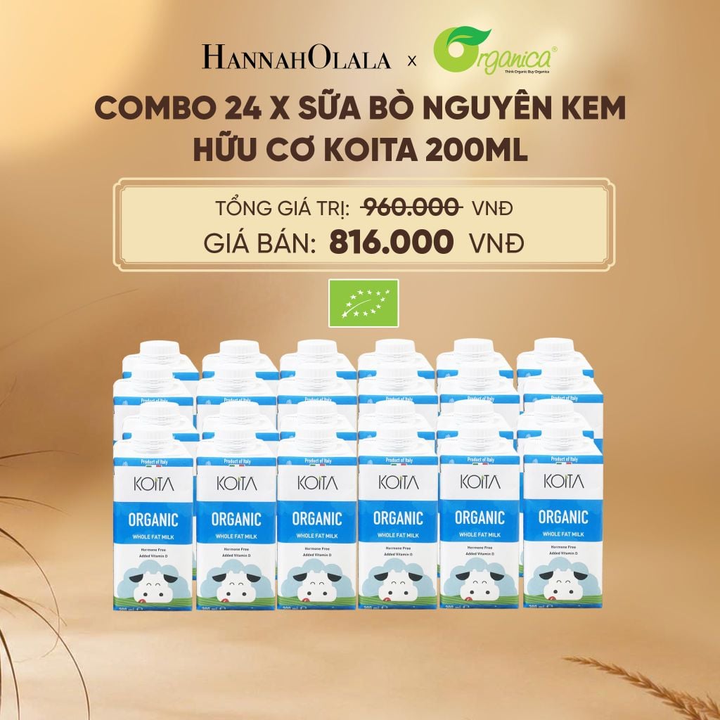  COMBO 24 X SỮA BÒ NGUYÊN KEM HỮU CƠ KOITA 200ML - E298 