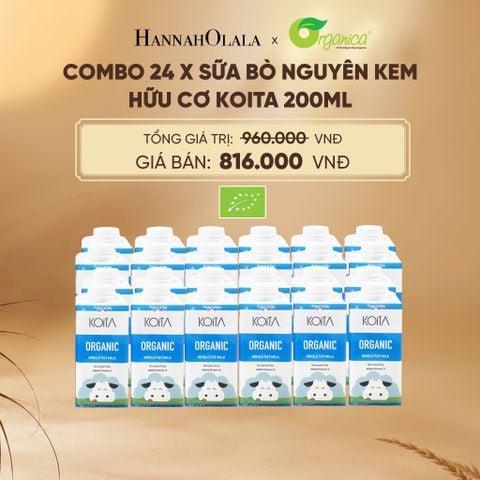  COMBO 24 X SỮA BÒ NGUYÊN KEM HỮU CƠ KOITA 200ML - E298 