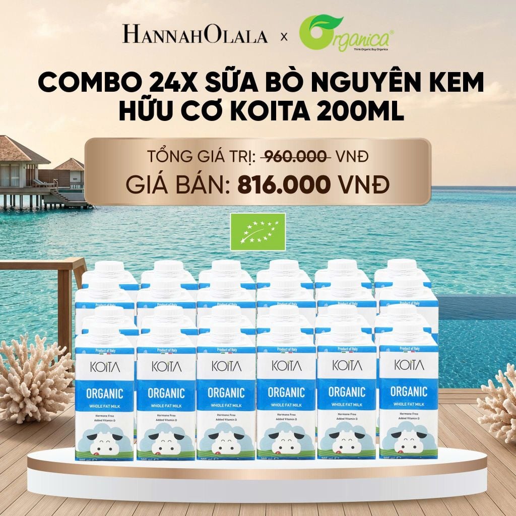  COMBO 24 X SỮA BÒ NGUYÊN KEM HỮU CƠ KOITA 200ML - DEAL 9 
