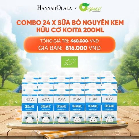  COMBO 24 X SỮA BÒ NGUYÊN KEM HỮU CƠ KOITA 200ML - DEAL 9 