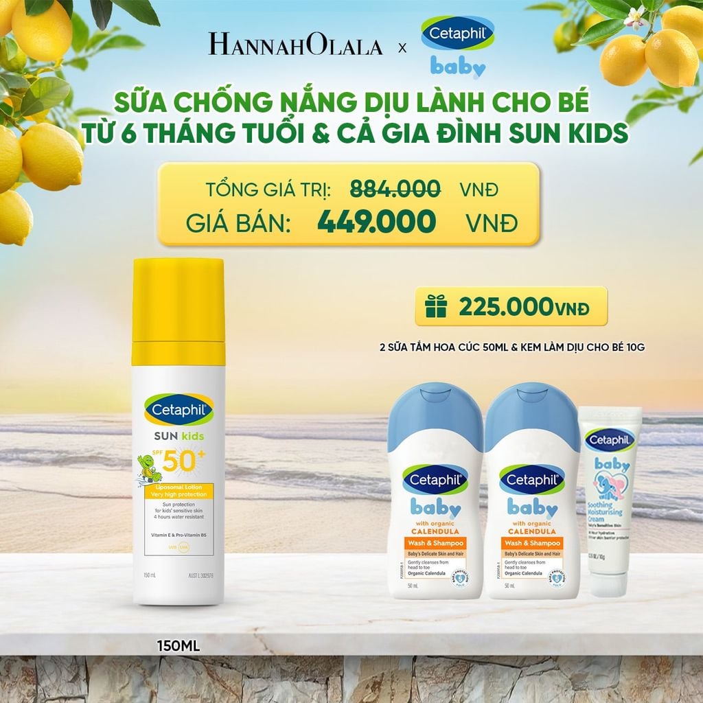  SỮA CHỐNG NẮNG DỊU LÀNH CHO LÀN DA NHẠY CẢM CỦA BÉ CETAPHIL BABY SUN KIDS 150ML DEAL 9: 