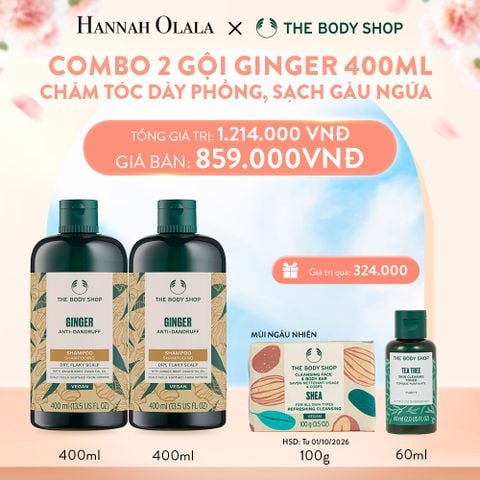  A875_DEAL 9: COMBO CHĂM TÓC DÀY PHỒNG, GIẢM GÃY RỤNG, SẠCH GÀU NGỨA GINGER 400ML - 2X DẦU GỘI 