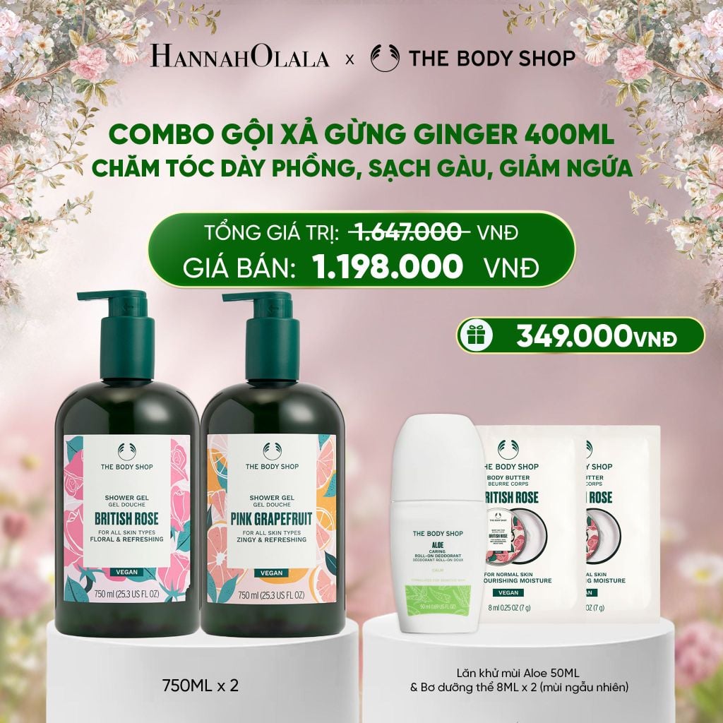  DEAL 9: COMBO 2 SỮA TẮM THIÊN NHIÊN DƯỠNG ẨM 750ML - BRITISH ROSE & PINK GRAPEFRUIT 