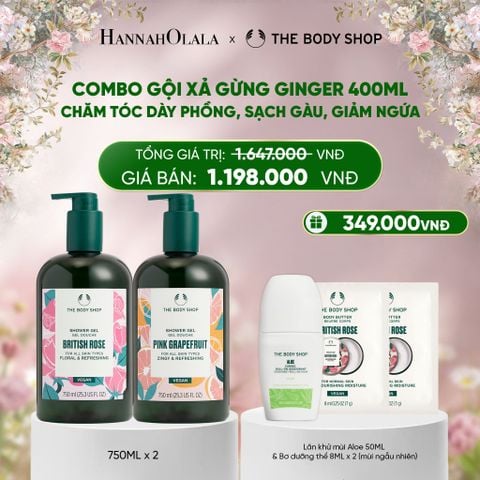  DEAL 9: COMBO 2 SỮA TẮM THIÊN NHIÊN DƯỠNG ẨM 750ML - BRITISH ROSE & PINK GRAPEFRUIT 