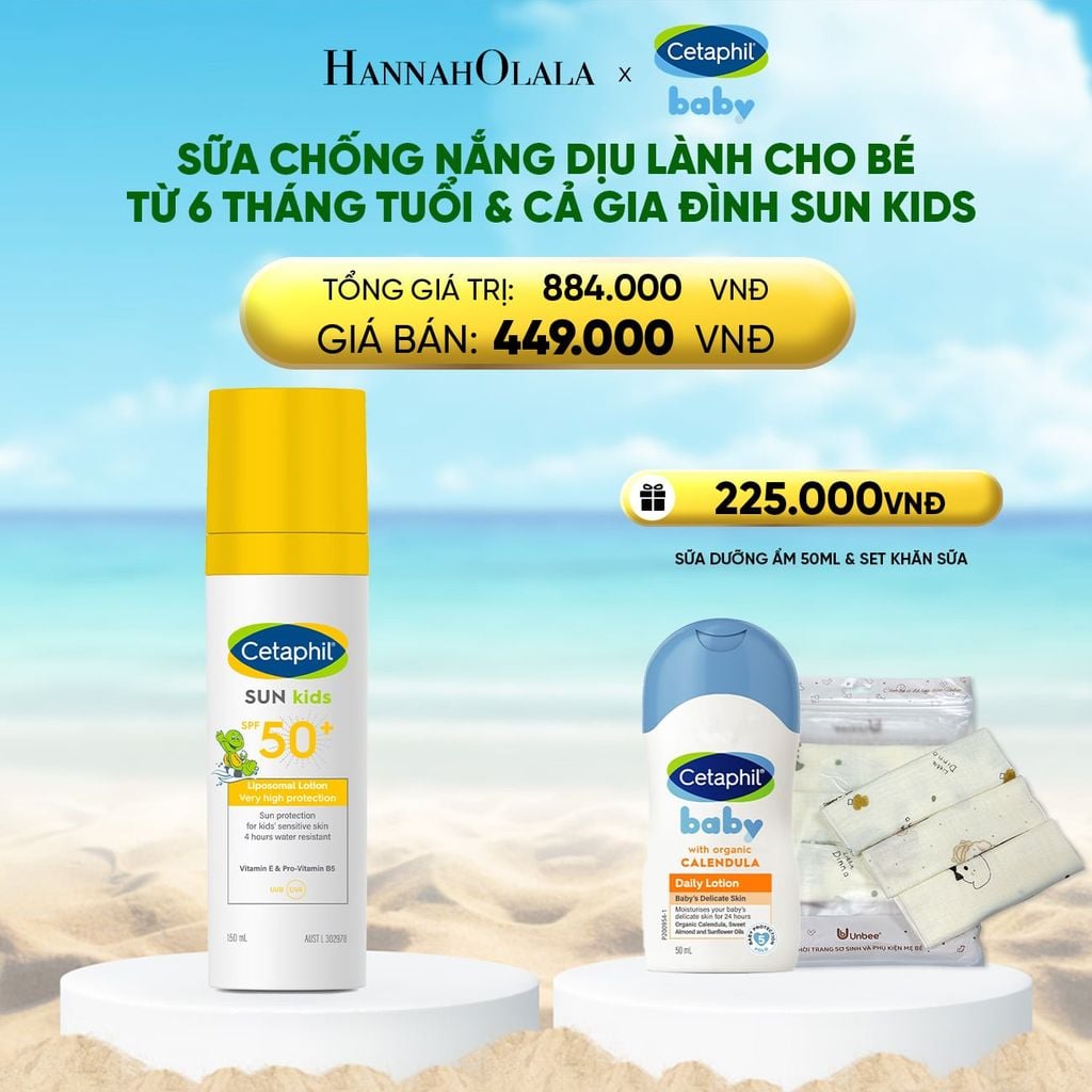  SỮA CHỐNG NẮNG DỊU LÀNH CHO LÀN DA NHẠY CẢM CỦA BÉ CETAPHIL BABY SUN KIDS 150ML 