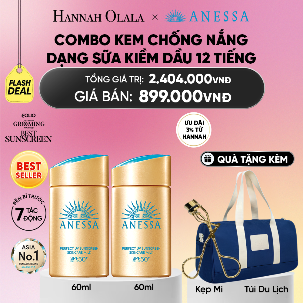  [FLASHSALE] COMBO SỮA CHỐNG NẮNG DƯỠNG DA KIỀM DẦU BẢO VỆ HOÀN HẢO ANESSA GOLD MILK SPF50+ PA++++ 60MLX2 - DEAL 9_A2332 